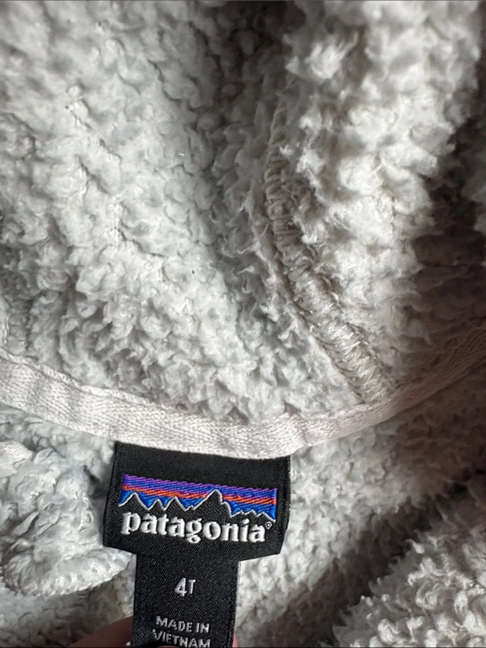 Patagonia Kids 4T Light Gray Sherpa Hooded Zip Jacket with Ear Details